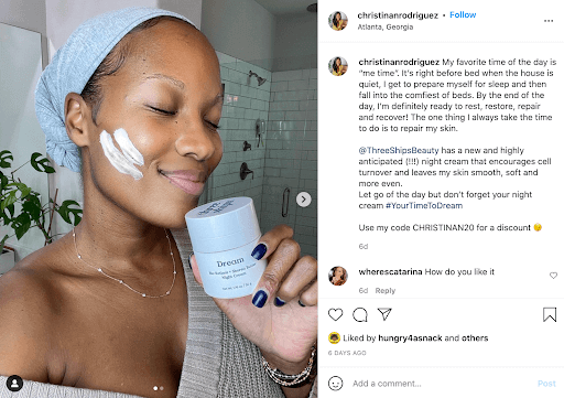 Three Ships influencer example